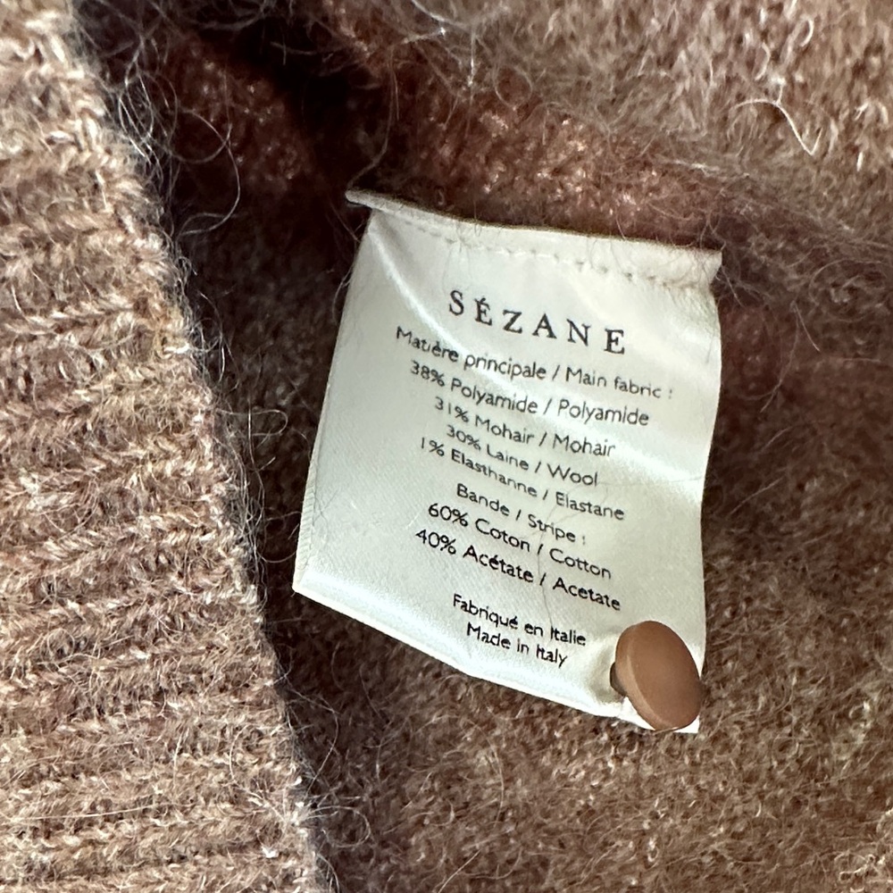 Sezane XS brown mohair and wool cardigan. - Picture 3 of 3